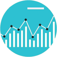 Digital Marketing graphs with results increasing on blue background