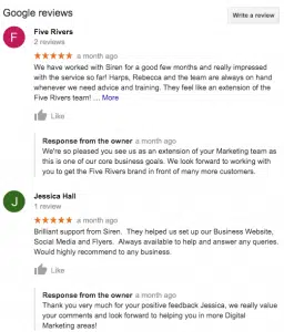 Screenshot of Google review