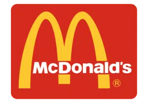 Red Mcdonalds logo with yellow M arches