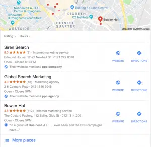 Screenshot of Siren Search GMB listing