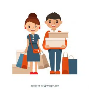Animated Illustration of people with shopping