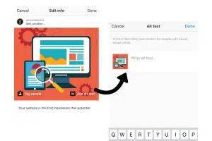 Screenshots of Instagram Image Alt Tags