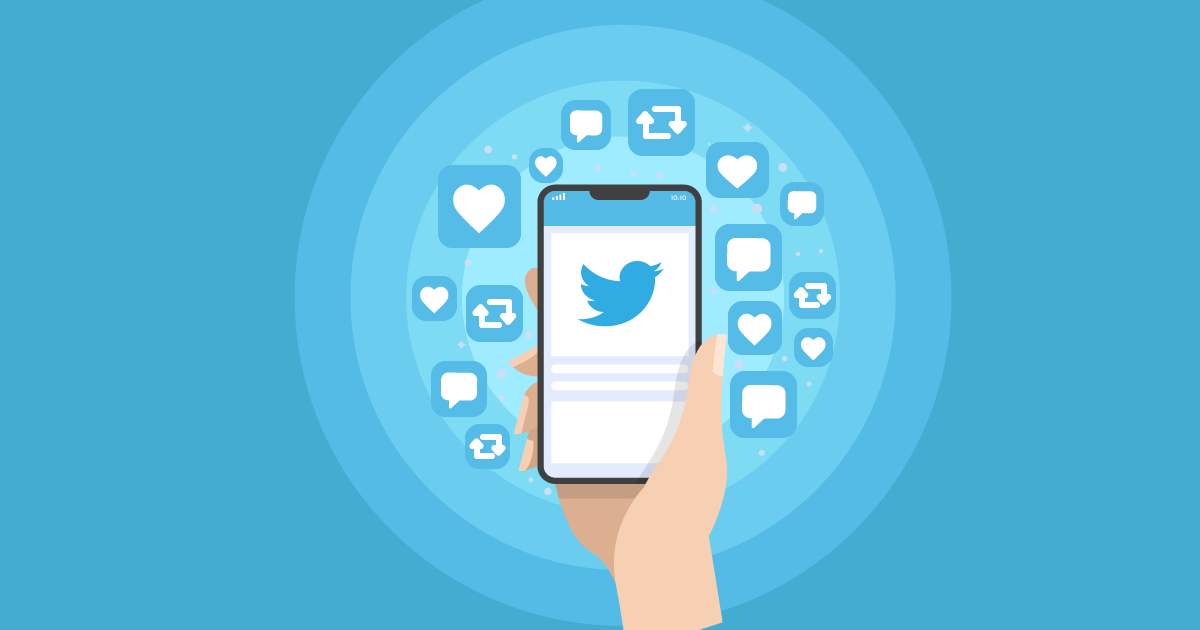 Twitter engagement illustration with Twitter logo