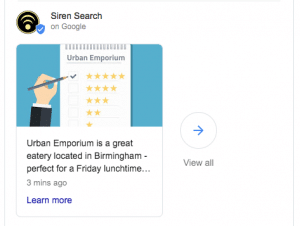 Screenshot of Siren Search blogs on Google my Business