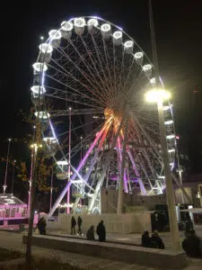 Birmingham Christmas big wheel at night lit up