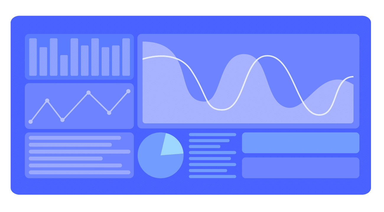 Purple email statistics and graphs and charts