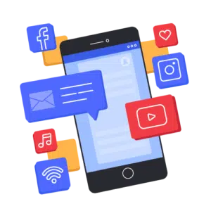 Mobile phone with social media icons