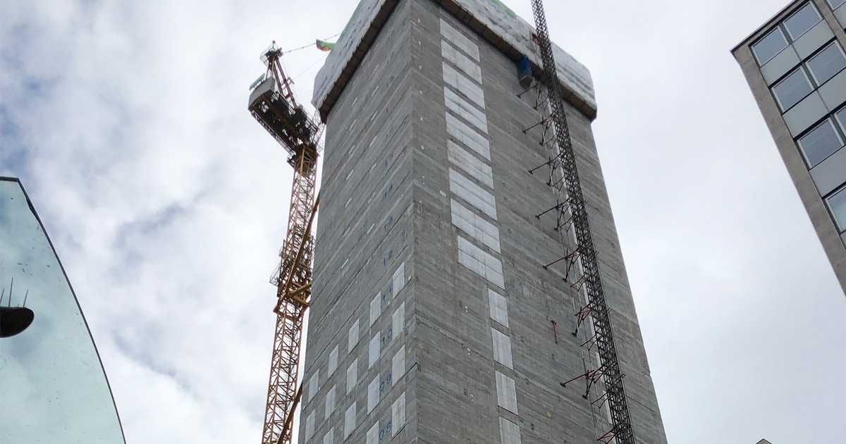 Birminghams tallest office building under construction with crane next to it