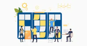 Trello board with people working