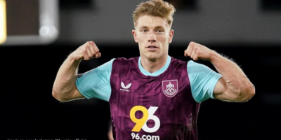 Burnley FC player celebrates goal