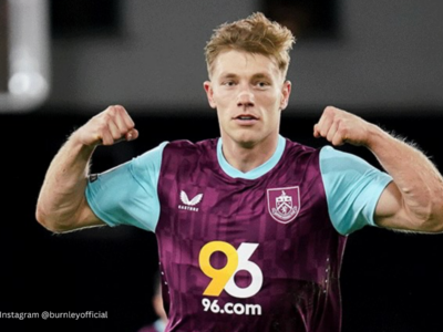 Burnley FC player celebrates goal